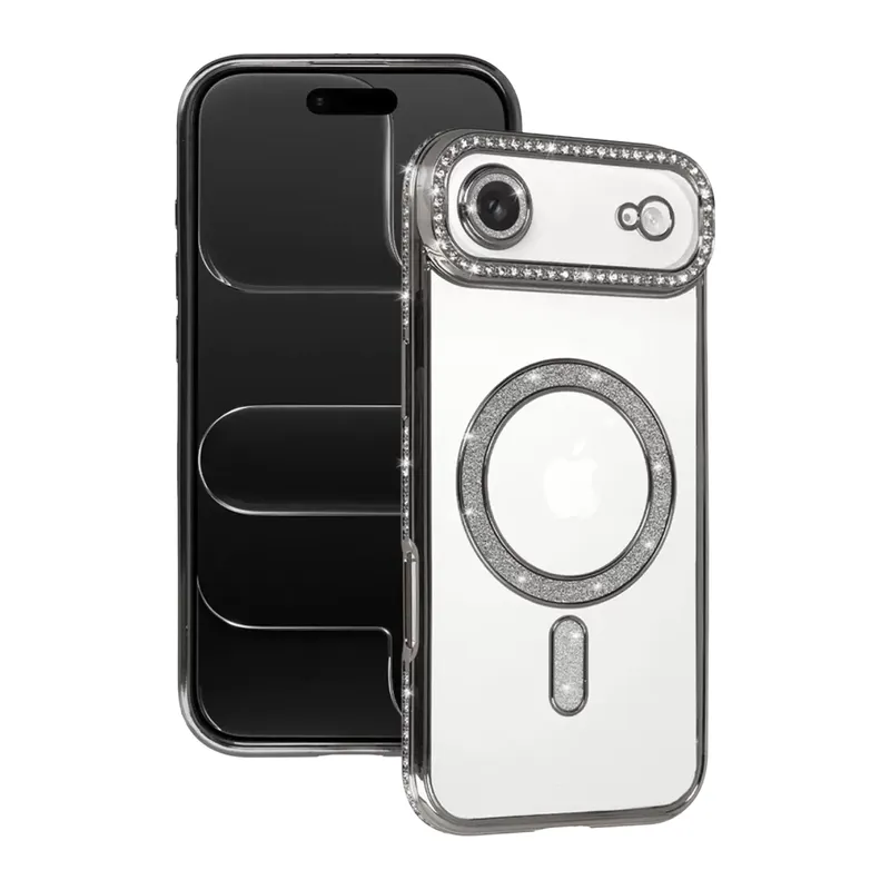 Apple İphone 17 Air Joke Simli Magneticsafe Kılıf - Gümüş