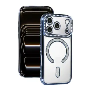 Apple İphone 17 Pro Max Joke Simli Magneticsafe Kılıf - Mavi
