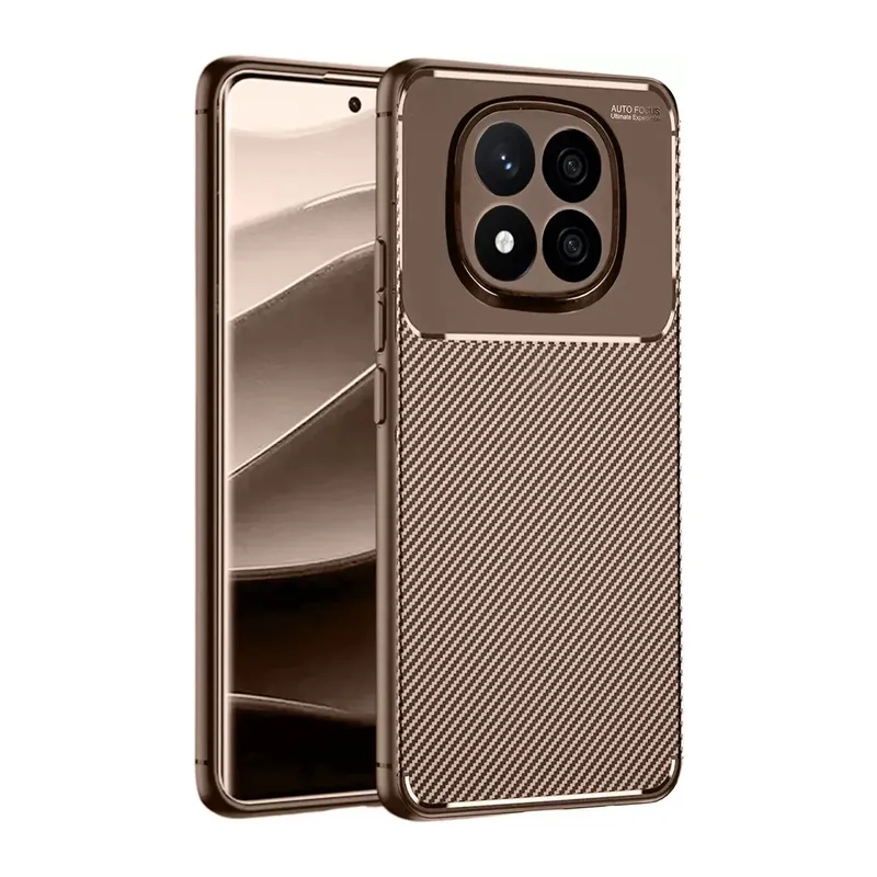 Xiaomi Redmi Note 14 Pro 5g Kılıf Auto Focus Karbon Kapak - Kahverengi