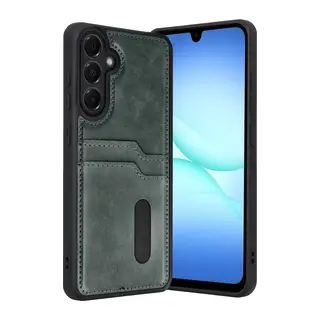 Samsung Galaxy A17 5g Sara Kartvizitli Deri Kılıf - Yeşil