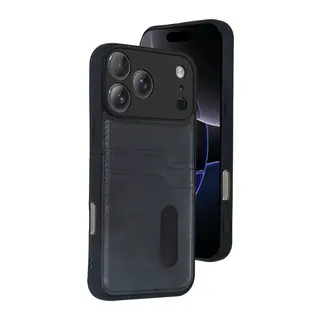 Apple İphone 17 Pro Sara Kartvizitli Deri Kılıf - Siyah