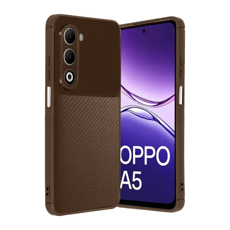 Oppo A5 4g Auto Focus Karbon Kapak - Kahverengi