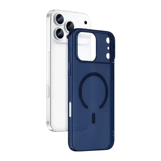 Apple İphone 17 Pro Max Combo Sert Şeffaf Magsafe Kapak - Mavi
