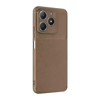 Realme C61 Kılıf Auto Focus Karbon Kapak - Kahverengi