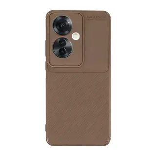 Oppo Reno 11f Kılıf Auto Focus Karbon Kapak - Kahverengi