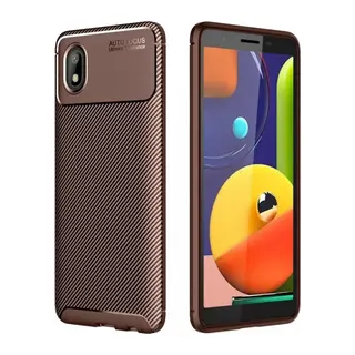 Samsung Galaxy A01 Core Kılıf Auto Focus Karbon Kapak - Kahverengi