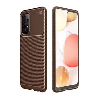 Samsung Galaxy A52 Kılıf Auto Focus Karbon Kapak - Kahverengi