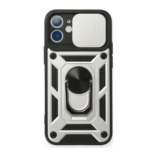 Apple İphone 11 Kılıf Pars Lens Yüzüklü Silikon - Gümüş