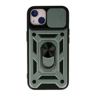 Apple İphone 14 Kılıf Pars Lens Yüzüklü Silikon - Yeşil