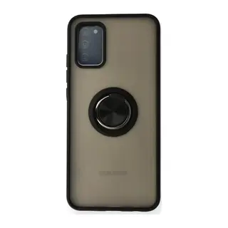 Samsung Galaxy A02s Kılıf Montreal Yüzüklü Silikon Kapak - Siyah