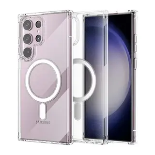 Samsung Galaxy S23 Ultra Kılıf Magneticsafe Şeffaf Silikon - Şeffaf