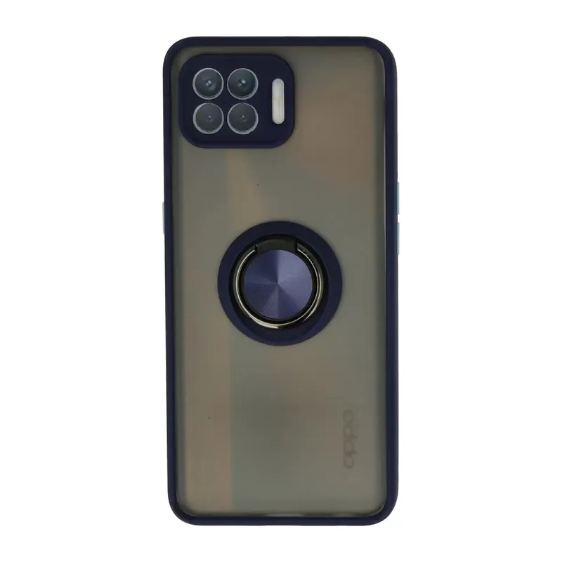 Oppo Reno 4 Lite Kılıf Montreal Yüzüklü Silikon Kapak - Lacivert