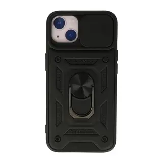 Apple İphone 13 Kılıf Pars Lens Yüzüklü Silikon - Siyah