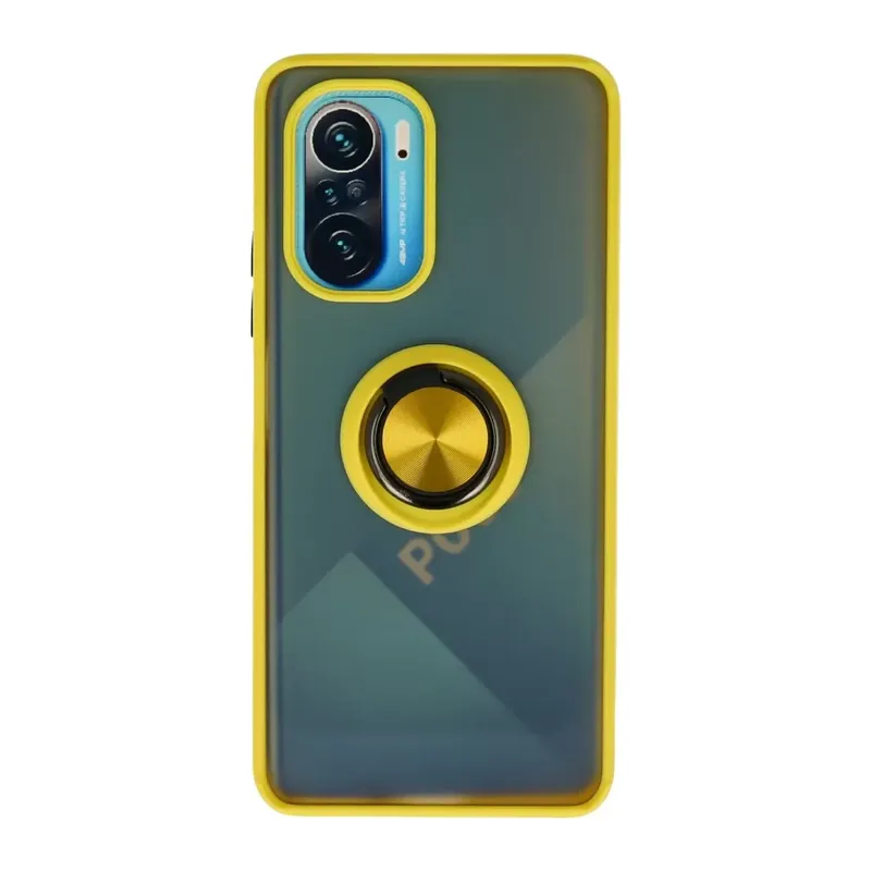 Xiaomi Redmi K40 Kılıf Montreal Yüzüklü Silikon Kapak - Sarı