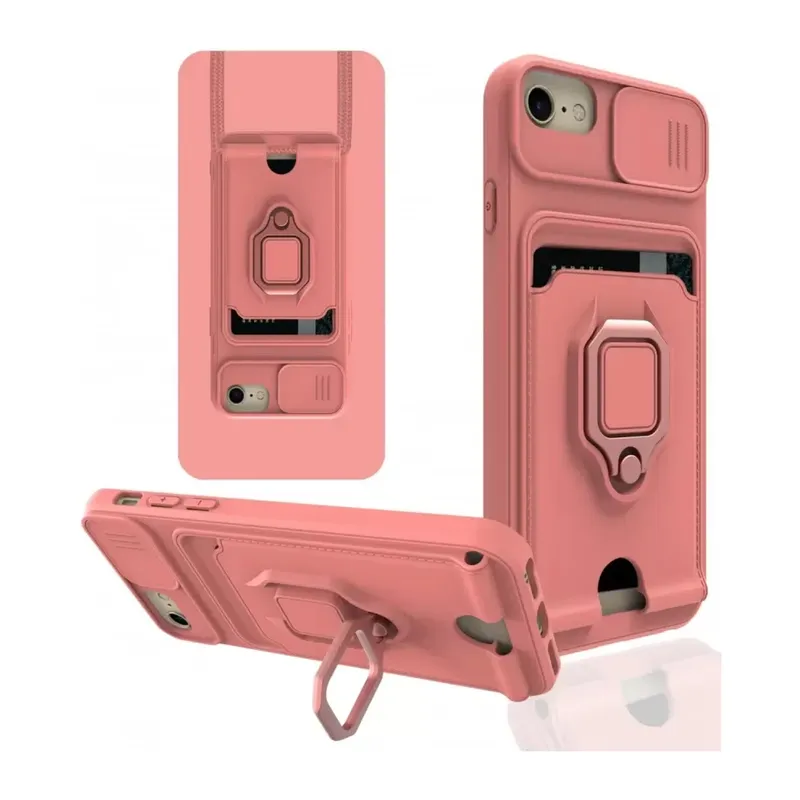 Apple İphone 6 Kılıf Zuma Kartvizitli Yüzüklü Silikon - Pembe