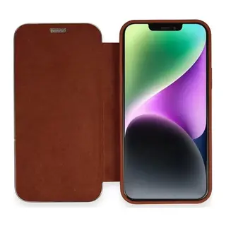 Apple İphone 12 Kılıf Dolpin Kapaklı - Kahverengi