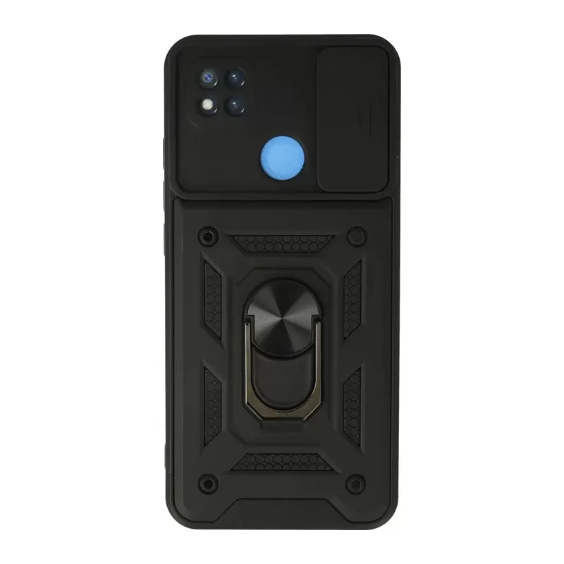 Xiaomi Redmi 9c Kılıf Pars Lens Yüzüklü Silikon - Siyah