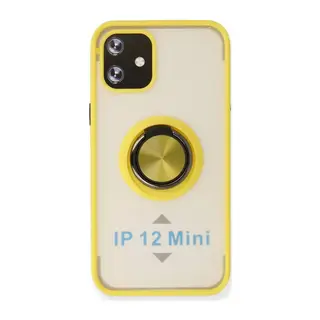 Apple İphone 12 Mini Kılıf Montreal Yüzüklü Silikon Kapak - Sarı