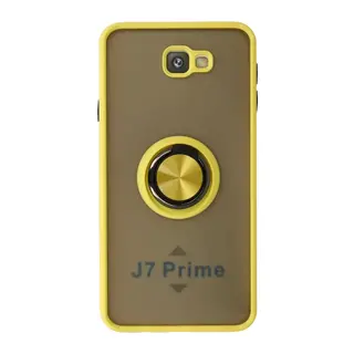 Samsung Galaxy J7 Prime Kılıf Montreal Yüzüklü Silikon Kapak - Sarı