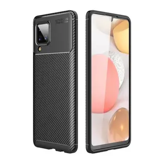 Samsung Galaxy A22 Kılıf Auto Focus Karbon Kapak - Siyah