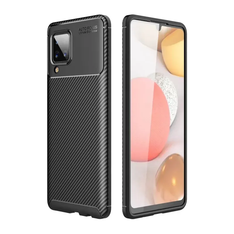 Samsung Galaxy A22 Kılıf Auto Focus Karbon Kapak - Siyah