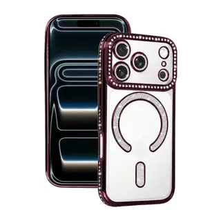 Apple İphone 18 Pro Joke Simli Magneticsafe Kılıf - Bordo