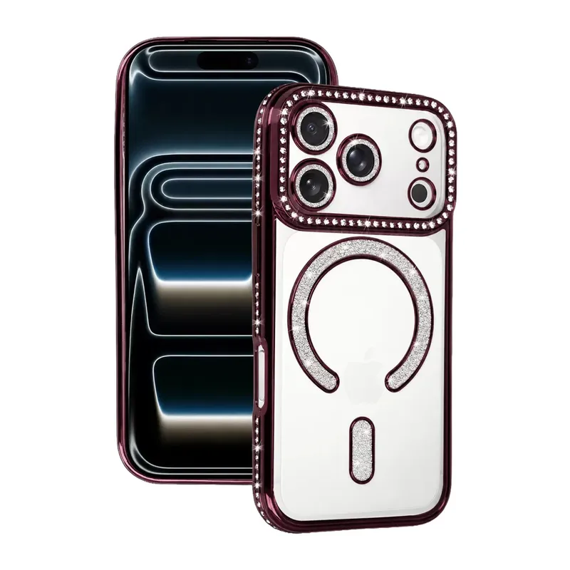 Apple İphone 18 Pro Joke Simli Magneticsafe Kılıf - Bordo