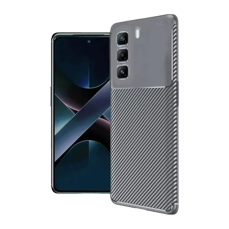 İnfinix Hot 50 4g Kılıf Auto Focus Karbon Kapak - Gri