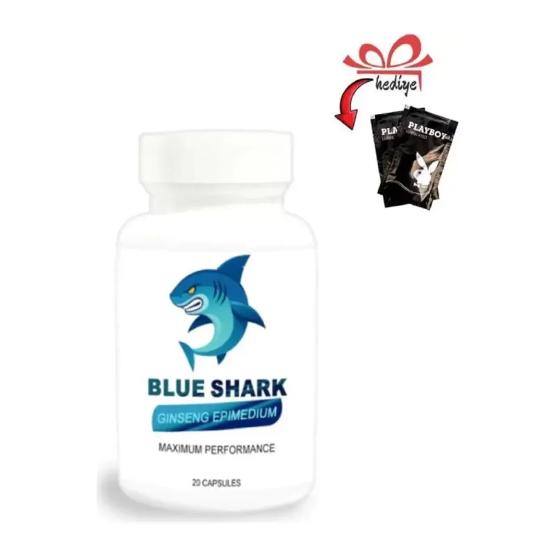 Blue Shark Ginsengli Epimedyumlu Erkeklere Için 20'li X 1 Adet + Kayganlaştırıcıyla