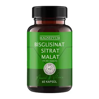 Magnezyum: 1 Adet Bisglisinat Magnezyum Sitrat Magnezyum Malat & Vitamin B2 B3 B6 Ve Mineral Kapsülleri 60lı