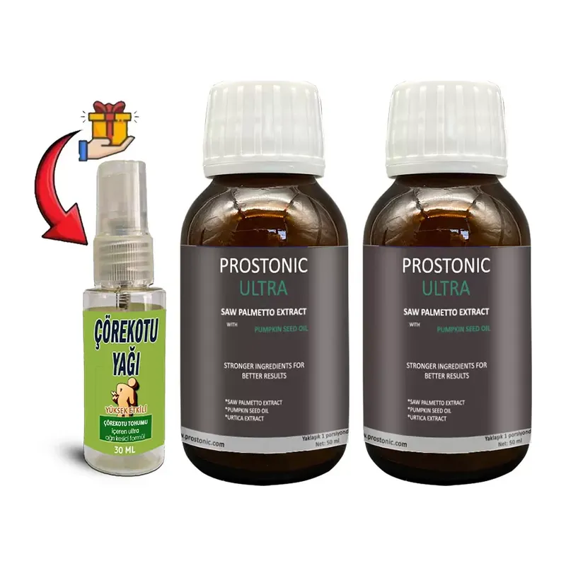 Prostonic Ultra: 2 Adet Erkeklere Sawpalmettolu Kabak Çekirdeği Ekstratlı 50 Ml Şurup + 30 Ml Çörek Otu Masaj Yağı
