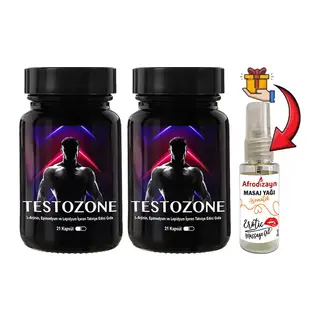 Testozone: 2 Adet Erkeklere Seksözel L-argininli Epimedyumlu Lepidyumlu 21li Formül + 30 Ml Afrodizayn Masaj Yağı