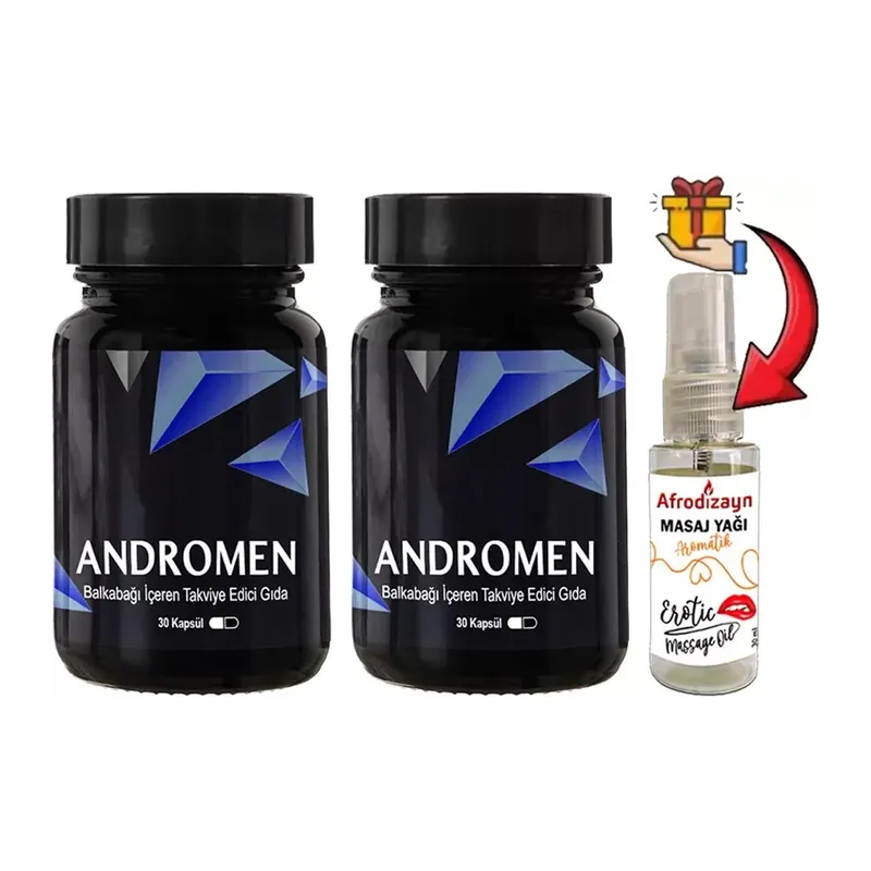 Anrdomen: 2 Adet Erkeklere Özel Yoğun Balkabağı Ekstratı Içeren 30 Lu Formül + 30 Ml Afrodizayn Masaj Yağı