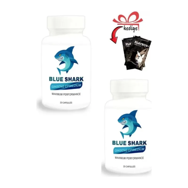 Blue Shark Ginsengli Epimedyumlu Erkeklere Için 20'li X 2 Adet + Kayganlaştırıcıyla