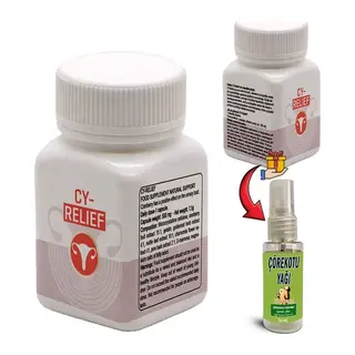 Cy-relief: 2 Adet Amerikan Kızılcığı Ebegümeci Adaçayı C Vitamini Esktarlarıyla Erkeğe Özel Destekleme + 30 Ml Çörek Otu Masaj Yağı