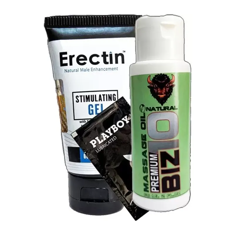 Erectin Bizon Masaj Yağı 60 Ml + Erectin Gel 60 Ml + Playboy Lub