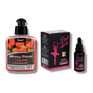 Caas Çilek Aromalı Isıtıcılı Cinsel Masaj Yağı 100 Ml + Pink Lady Kadınlara Özel Damla