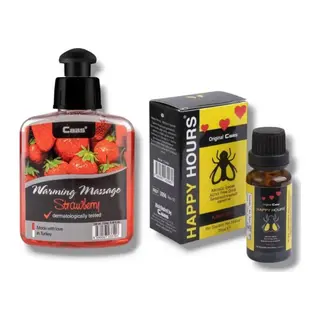Caas Çilek Aromalı Isıtıcılı Cinsel Masaj Yağı 100 Ml + Happy Kadınlara Özel Damla
