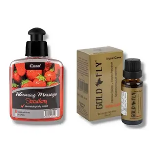 Caas Çilek Aromalı Isıtıcılı Cinsel Masaj Yağı 100 Ml + Gold Fly Kadınlara Özel Damla