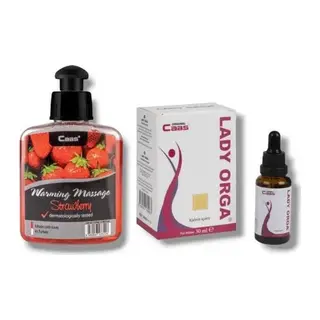 Caas Çilek Aromalı Isıtıcılı Cinsel Masaj Yağı 100 Ml + Lady Orga Kadınlara Özel Damla