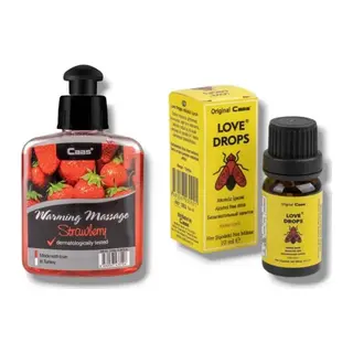 Caas Çilek Aromalı Isıtıcılı Cinsel Masaj Yağı 100 Ml + Love Drop Kadınlara Özel Damla