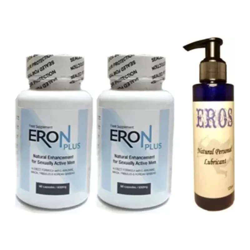 Eros Lubricant 125ml Jel + 2 Adet Eron Plus 60lı Erkeklere Özel