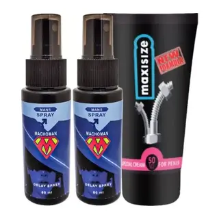 Süper Bonie 2 Adet Machoman 60 Ml Erkek Zaman Spreyi + Maxi Size Erkek Özel Yeri Krem
