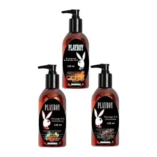Süper Playboy 3 Adet Playboy Çilek Aromalı Kokulu Ve Isıtıcılı Lı Vücut Masaj Yağı