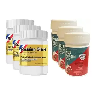 Rus Merhemi Etkili Rus Merhemi Tüy Dökücü 50 Ml 3 Adet + Genital Bölge Rus Merhemi 50 Ml 3 Adet - 000031kı