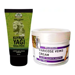 İbn-i Sina 4 Adet Kuyruk Yağı Dindirici Krem Kas Sırt Bel El Ayak Kullanım 50 Ml + Varıcose Veins Cream West Mont Varıslere Krem