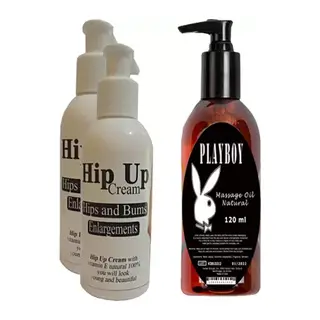 Hintohu Hipup Hip Enlargement Cream Kalça Kaldırma, Vücut Kremi 120 Ml 2 Adet+playboy Masaj Yağı 120 Ml