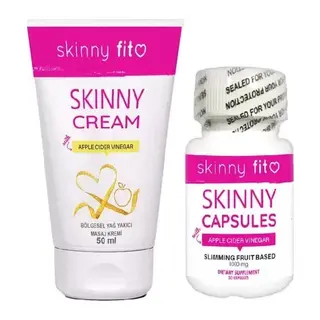 Skinny Fit Cream Elma Sirkesi Ana Malzemeli Vücut Bakım Kremi + Skinnyfit 30lu Kaps Set
