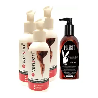 Hintohu Varison Varicose Vein Defense Cream,,diz,bacak Bakım Kremi 120 Ml 3 Adet + Playboy Masaj Yağı 120 Ml