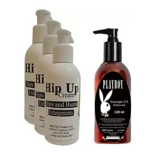 Hintohu Hipup Hip Enlargement Cream Kalça Kaldırma, Vücut Kremi 120 Ml 3 Adet+playboy Masaj Yağı 120 Ml